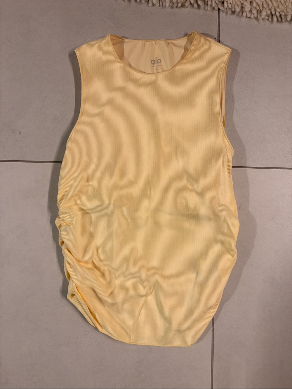ALO Yoga Pale Yellow Ribbed Crewneck Tank